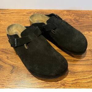Birkenstock Boston Suede Clogs Black Size 40 Narrow Fit Women’s Classic Comfort